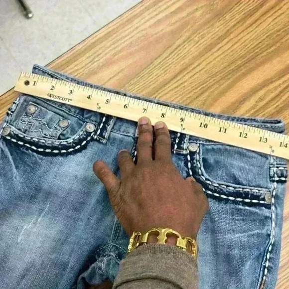 Miss Me Irene Boot Cut Low Rise Denim Jeans 28 x 32 Western Distressed Rodeo - Picture 10 of 12